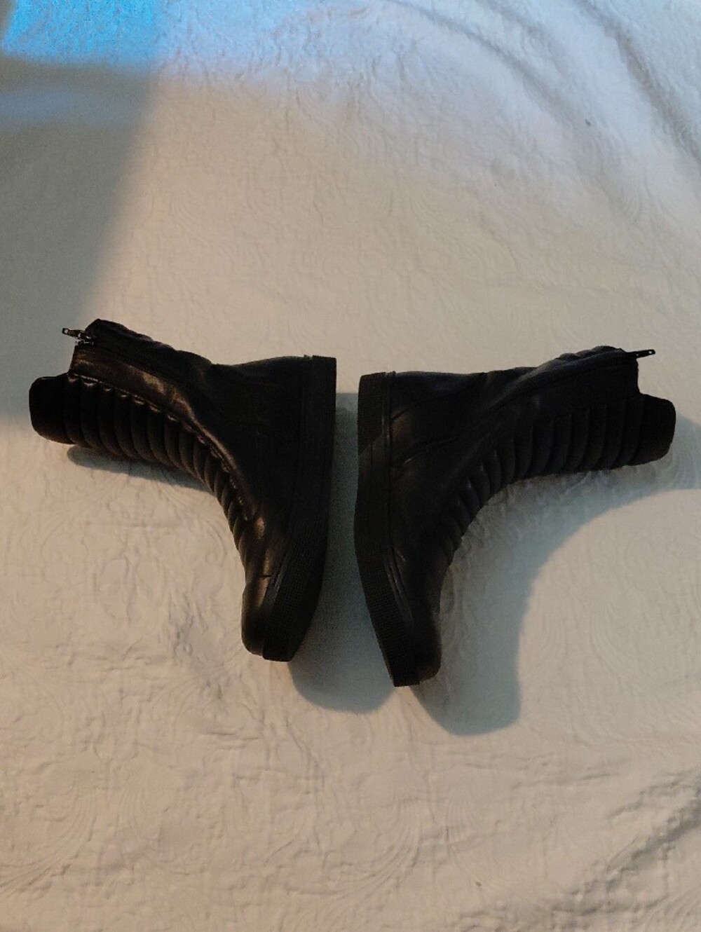 Marcella Black Quilted Combat High-Top Women's Leather Boots Size 9 Size Zipper - Picture 7 of 13